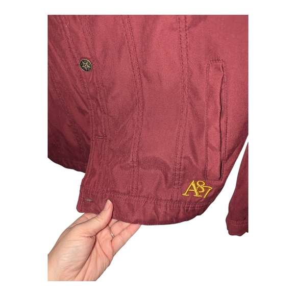 Burgendy Jacket Aeropostal Sherpa Lined with Plush Collar Retro - Picture 6 of 10